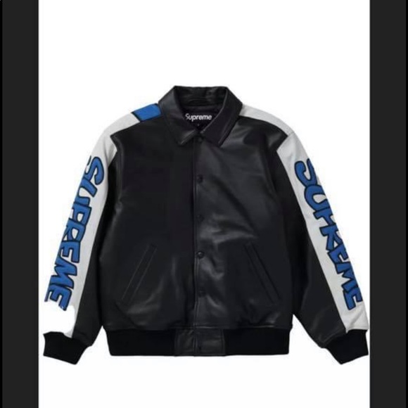 Supreme leather Smurf jacket size L
